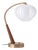 Boomerang Table Lamp, Modern Dark Walnut/Brass, Sphere White Satin Shade For Sale