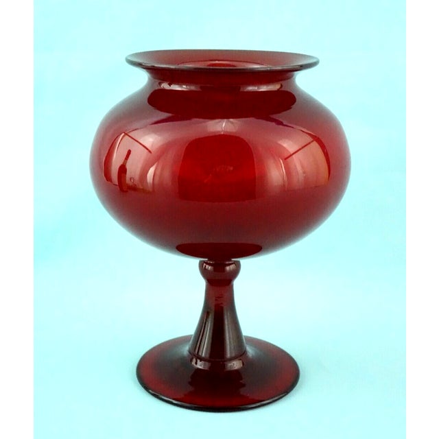 Scarlet Red Blown Murano Glass Vase by Paolo Venini, Venice, Italy, 1930-1950 For Sale - Image 6 of 14