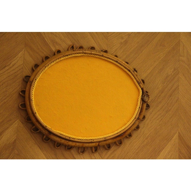 Oval Rattan and Bamboo Wall Mirror in the style of Franco Albini, 1960s For Sale - Image 9 of 12