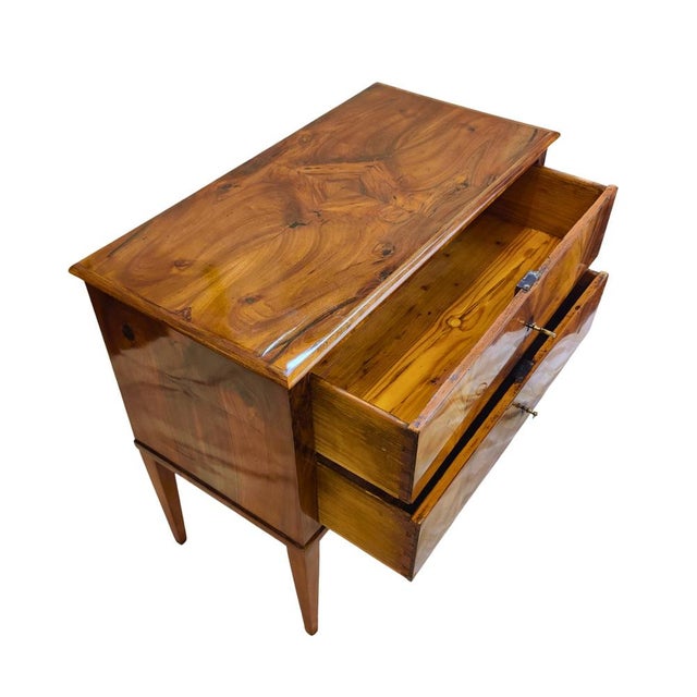 Biedermeier Walnut Two-Drawer Commode on Tapered Legs For Sale - Image 10 of 11