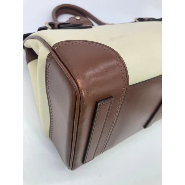 Animal Skin Ralph Lauren Cream and Brown Leather Rickey Bag For Sale - Image 7 of 12