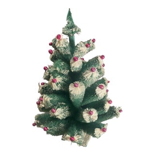 Vintage Bottle Brush Large Christmas Tree Mercury Glass Ornaments 46.5 Inch For Sale