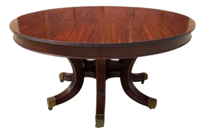 Antique English Regency Round Mahogany Extension Dining Banquet Table W 6 Leaves