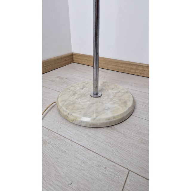 Metal Floor Lamp in Chrome with Milk Glass Lampshade, 1970s For Sale - Image 7 of 10
