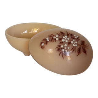 LastCHANCE!1960's Westmoreland Pink Milk Glass Hand Painted Egg Dish For Sale