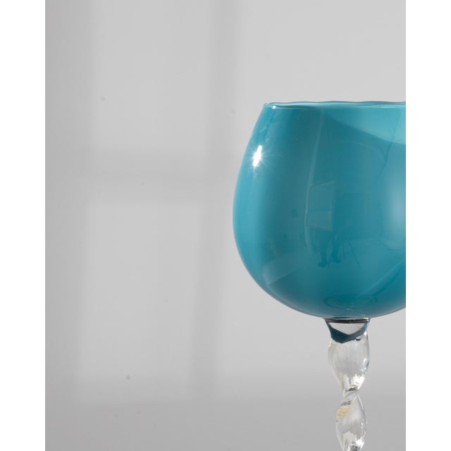 Glass 1960s Italian Teal Glass Goblet For Sale - Image 7 of 18