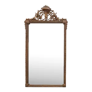 Giltwood Rectangular Mirror With Wheat and Foliate Crest