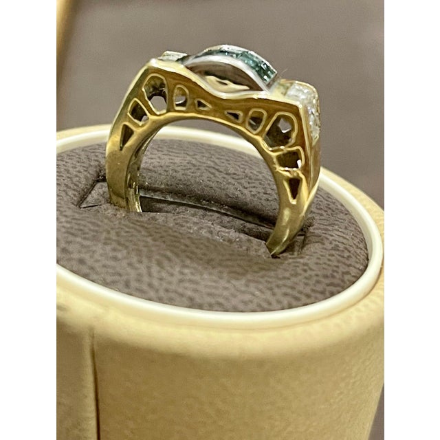 1.4 Carat Blue and White Diamond Cocktail Ring 14 Karat Yellow Gold For Sale - Image 18 of 18