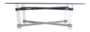 Karl Springer Style Lucite and Chrome Console Table