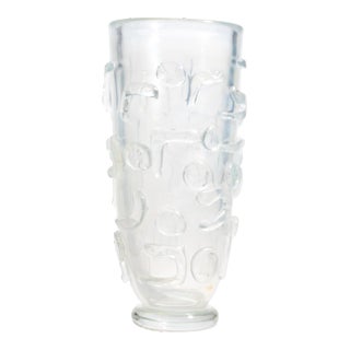 Hand Blown Murano Studded Vase Frosted For Sale