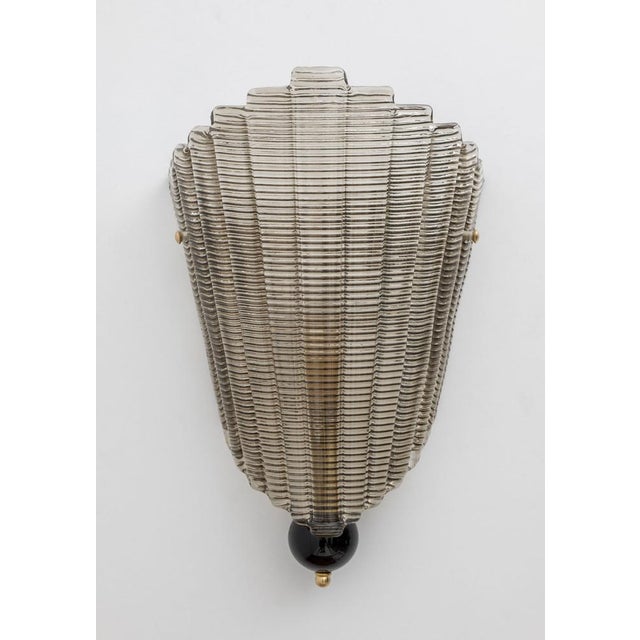 Italian Modern Murano Glass Textured Wall Sconces, 1980s, Set of 2 For Sale - Image 6 of 8