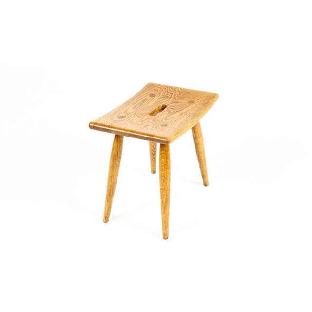 Mid-Century Modern Danish Modern Mid Century Vintage White Oak Milking Stool — British Oak For Sale - Image 3 of 10