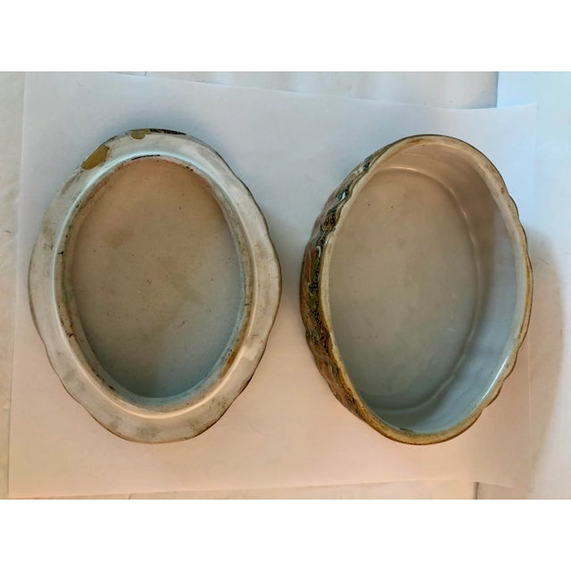 Vintage Cloisonné Ceramic Lidded Box With Scalloped Edge For Sale - Image 6 of 8