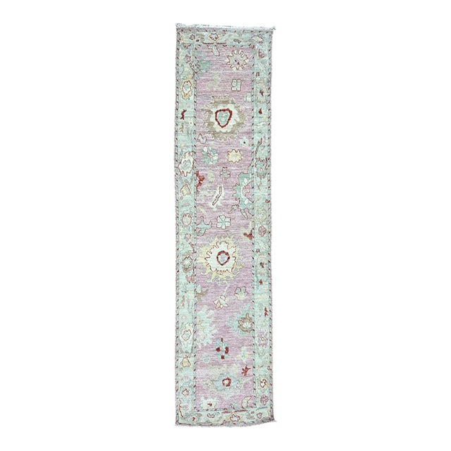 Turkish Oushak Pink Wool Runner 2’9” X 11’8” For Sale