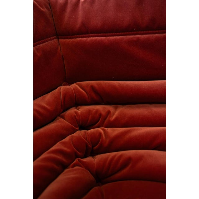 Not Yet Made - Made To Order Vintage Two-Seat Togo Sofa with Arms in Burgundy Velvet by Michel Ducaroy for Ligne Roset, 1970s For Sale - Image 5 of 18