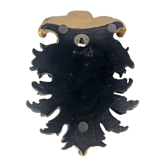 Rococo Pair of Black & Gold Composition Faces Plaques For Sale - Image 3 of 5