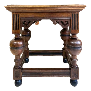Antique Dutch Renaissance Style Side Table with Oak and Ebony Inlay
