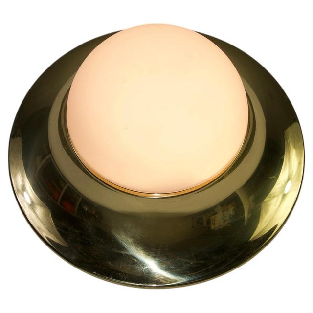 Brass and Opaline Glass Flush Mount by Glashütte Limburg, 1960s For Sale - Image 14 of 14
