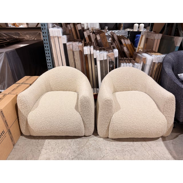Textile Verellen Ivory Boucle Lounge Chair For Sale - Image 7 of 7