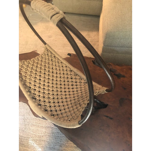 Mid-Century Modern Macramé Wood Magazine Rack For Sale - Image 4 of 10