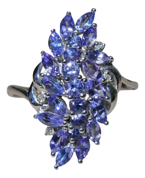 The Souci: Ladies Contemporary Cocktail Ring set with Tanzanite and Diamonds