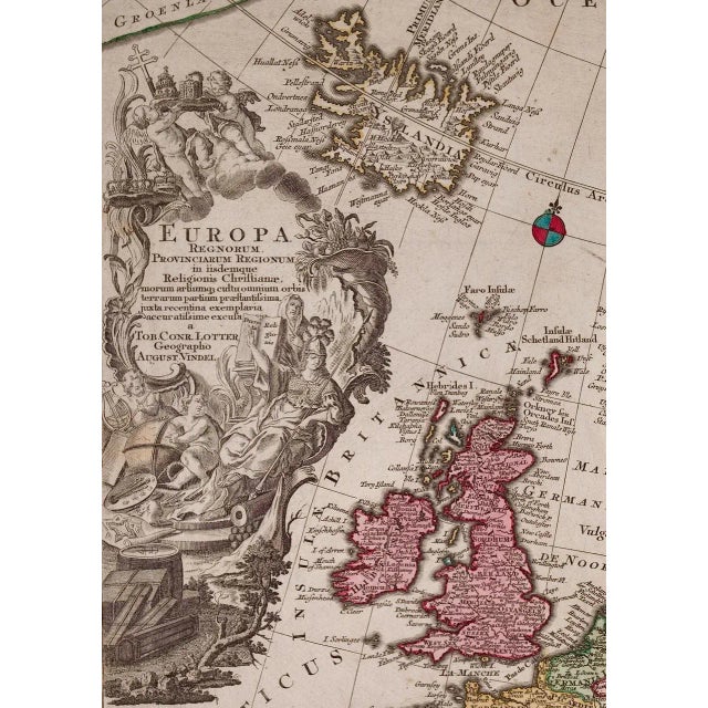 This is an 18th century hand-colored copperplate engraved map entitled "Europa Regnorum Provinciarum Regionum" created by...