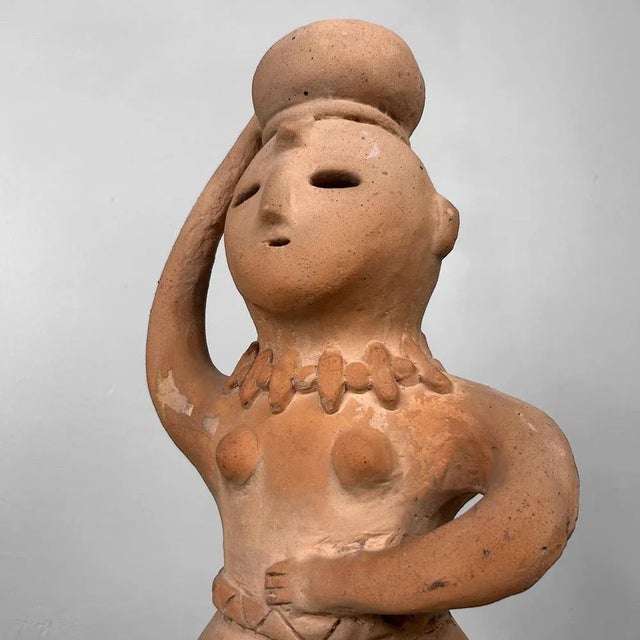 Maroon Japanese Haniwa Terracotta Water Carrier Sculpture, Miyazaki, 1940s For Sale - Image 8 of 18