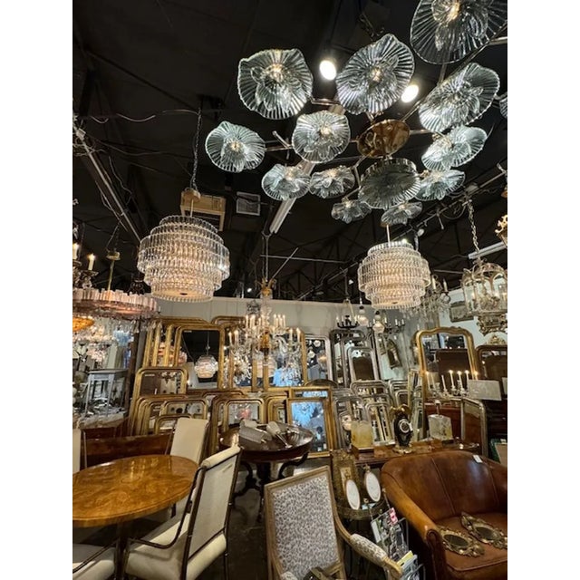 Modern Modern Murano Glass and Brass Multi-Tier Drum Chandelier For Sale - Image 3 of 8