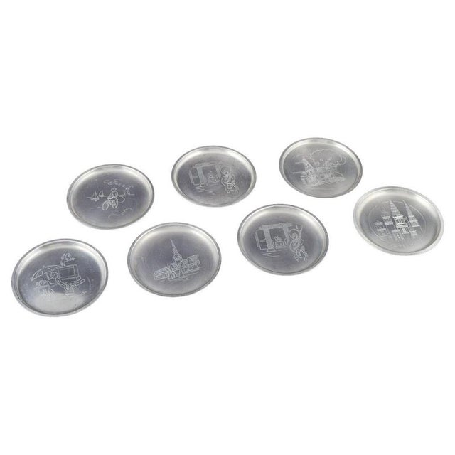 Silver Pewter Bottle Coasters from Just Andersen, Denmark, 1940s, Set of 7 For Sale - Image 8 of 8