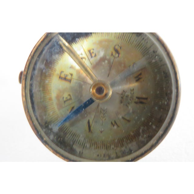 Brass Metal Pocket Compass Made in France Early 20th Century Boussole 4490b For Sale - Image 8 of 11