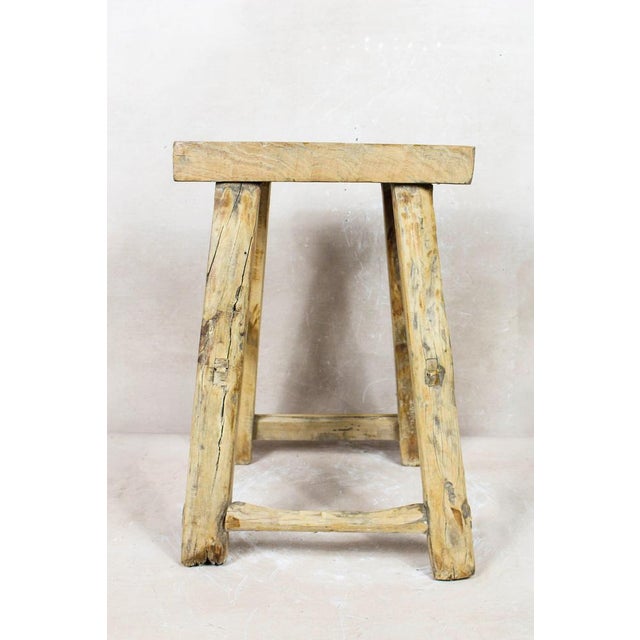 Vintage Rustic Stool in Elm For Sale - Image 5 of 5