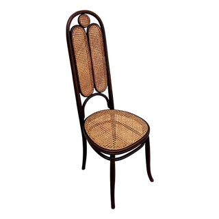 Mid 19th Century Vienna Secession Bent Oak & Cane High Back Side Chair No. 16 Attributed to Thonet For Sale