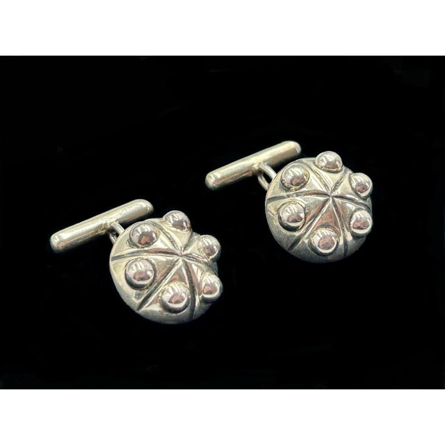 Incredible sterling silver cufflinks by designer and architect William Spratling, made in Taxco, Mexico, 1950s. The domed...