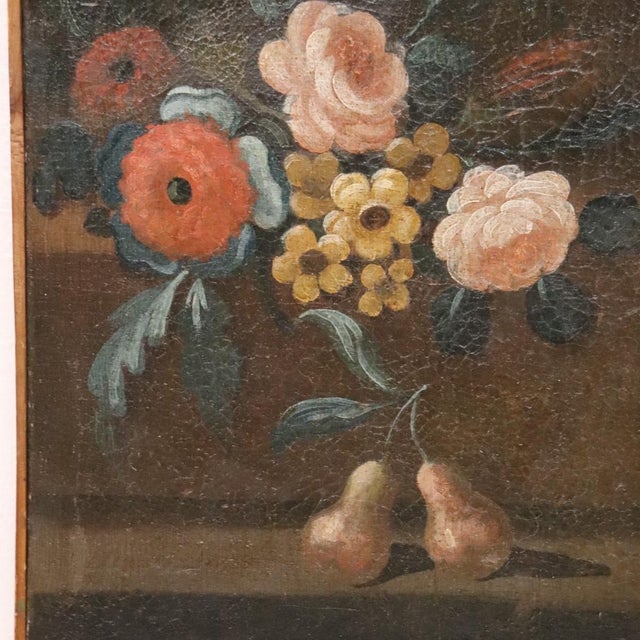 Still Life with Flowers and Fruits, 1700s, Oil on Canvas For Sale - Image 6 of 12