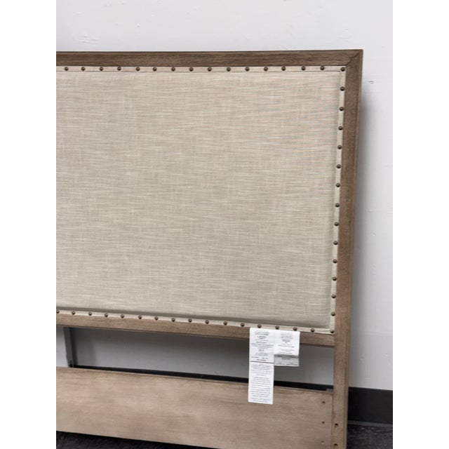 2020s Queen Size Pottery Barn Toulouse Wood + Fabric Headboard For Sale - Image 5 of 12