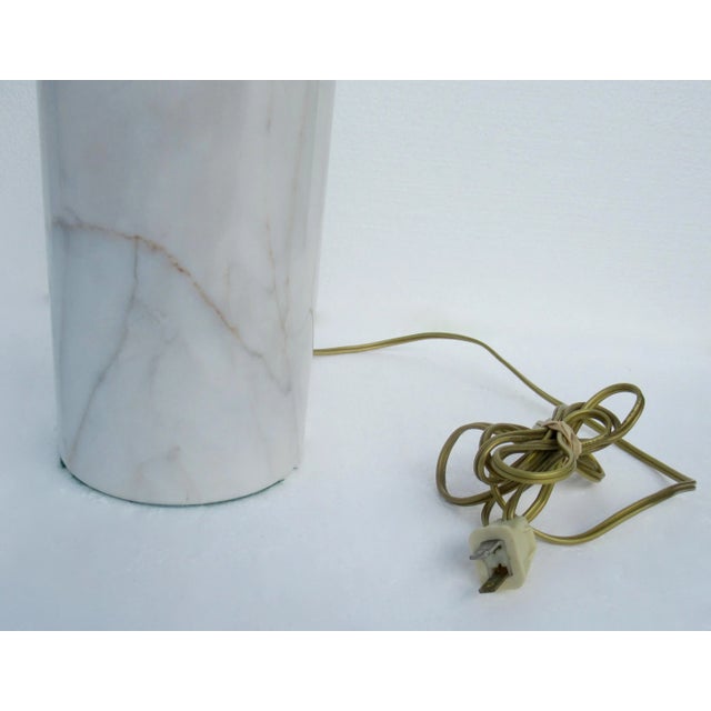 C.1960-69 Mid-Century Modern Nessen Studio Solid Cylindrical Calacutta Marble Lamp For Sale - Image 12 of 13