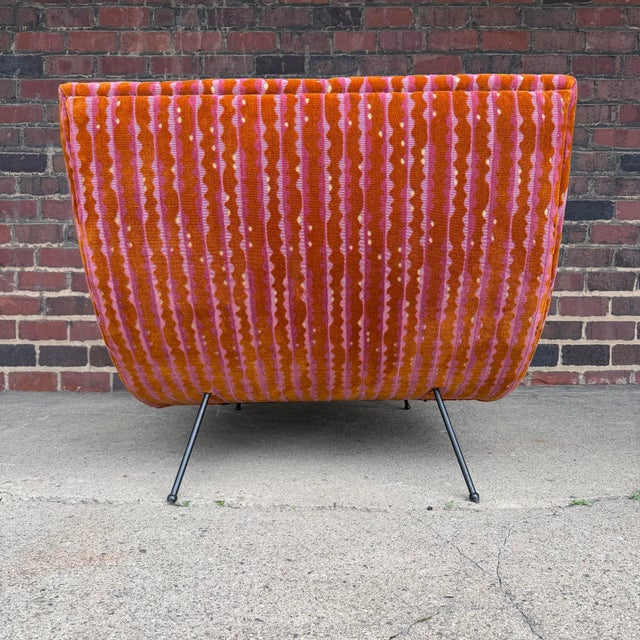 Orange Adrian Pearsall for Craft Associates Iron Base Wave Chaise in Elitis Fabric Fully Restored For Sale - Image 8 of 12