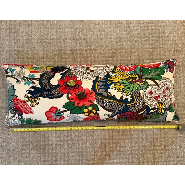 Chinoiserie Schumacher Chiang Mai Dragon Oversized Lumbar Pillow For Sale - Image 3 of 5