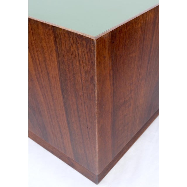 Pair of Cube Shape Walnut Mid-Century Modern End Side Occasional Tables Stands For Sale - Image 9 of 12