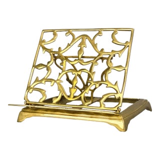 Large Vintage Brass Folding Book Stand Art Easel For Sale