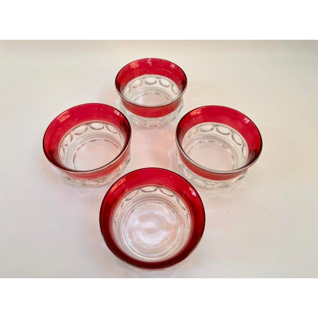 Early 20th Century Art Deco Vintage Cranberry Red Fruit Bowls - Set of 4 For Sale - Image 5 of 9
