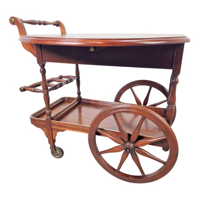 Vintage Spindle Bar Cart in Wood, France, 1970s For Sale