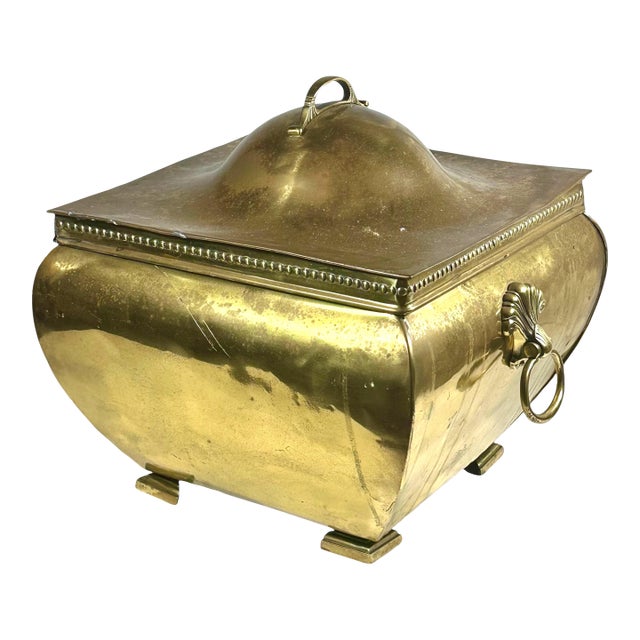 Antique Edwardian Traditional Brass Fireplace Coal Scuttle For Sale