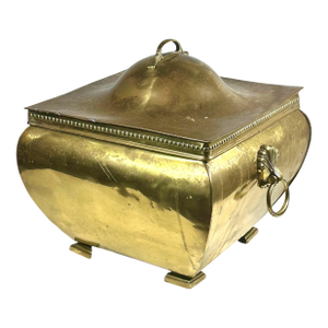 Antique Edwardian Traditional Brass Fireplace Coal Scuttle