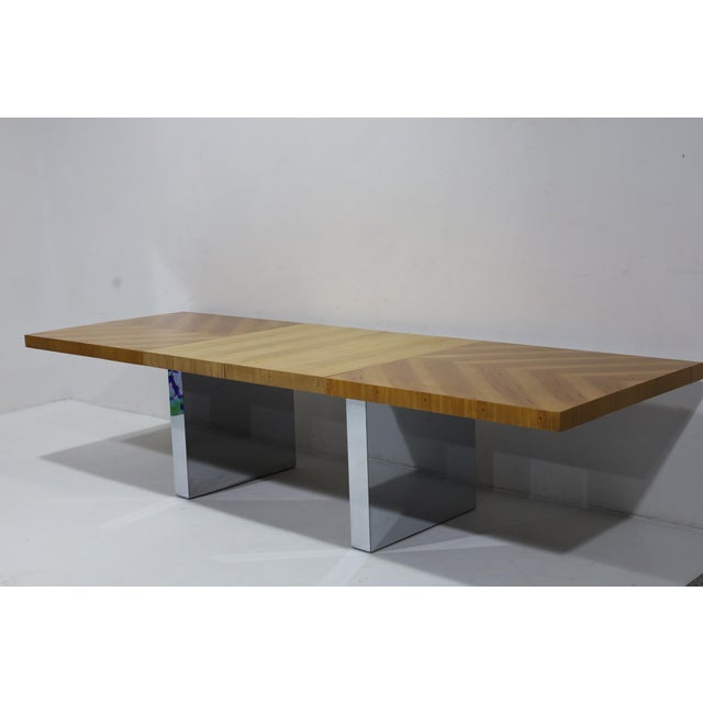 1970s Milo Baughman for Thayer Coggin Double Pedestal Dining Table in Walnut For Sale - Image 5 of 8