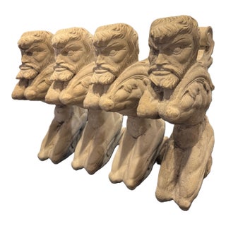 Rare Set of 4 Signed o.r. Hoffman 1964 Atlantes Architectural Corbels – Solid Cast Plaster For Sale