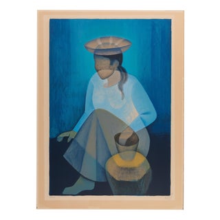 Louis Toffoli, Peruvian Woman with a Vase, Lithograph For Sale
