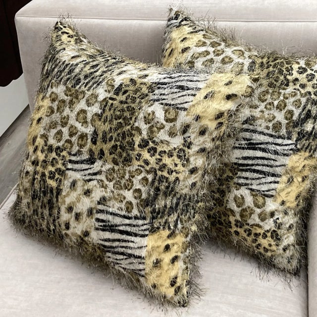 Contemporary Modern Animal Luby Eyelash Small Throw Pillows- Set of 2 For Sale - Image 3 of 6
