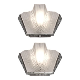 A Pair French Art Deco Wall Sconces by Hettier Et Vincent & Muller Freres 1930 France - 3 Pairs Available For Sale