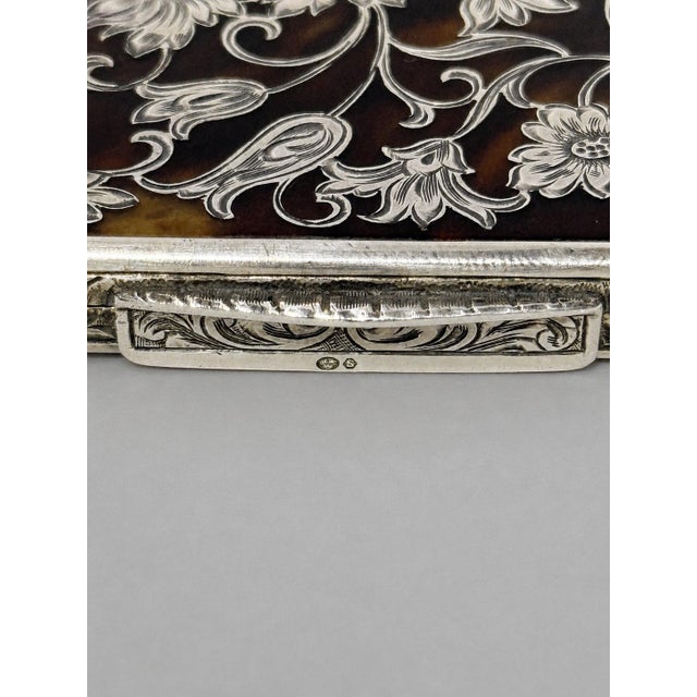 Metal 1900s Swedish Sterling Silver and Faux Tortoiseshell Floral Compact For Sale - Image 7 of 11